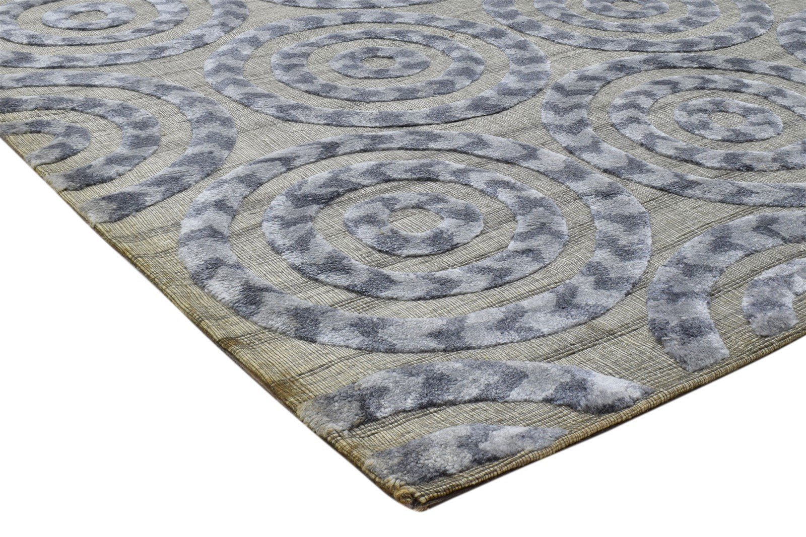 Wool Art Silk Blend Grey Rug 5x8 Modern Power Loomed Indian Floral 5'0"X8'0" Carpet 7860700545173