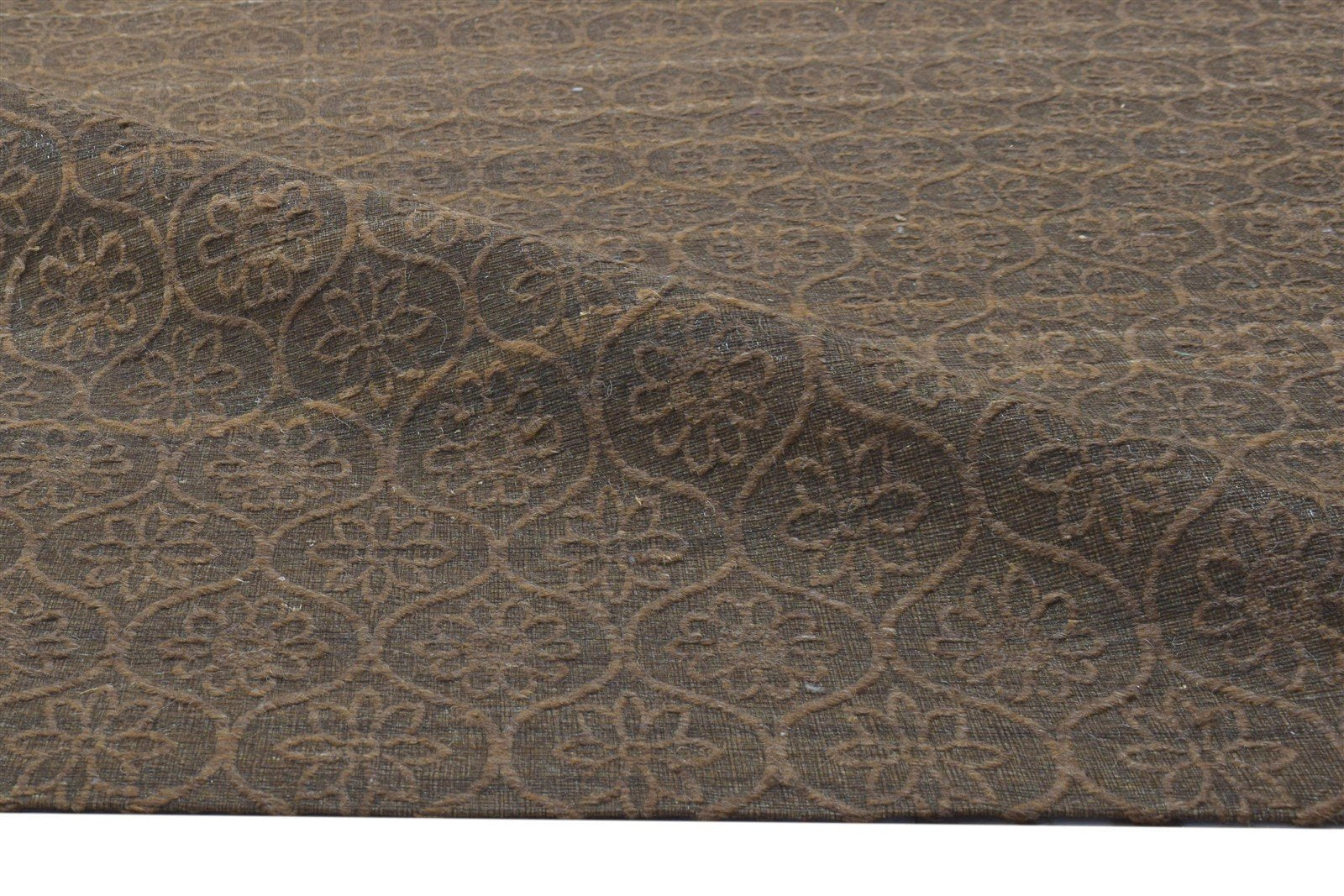 Wool Art Silk Chocolate Rug 5X7 Modern Jacquard Scandinavian Trellis Room Size Rug 7864177033365