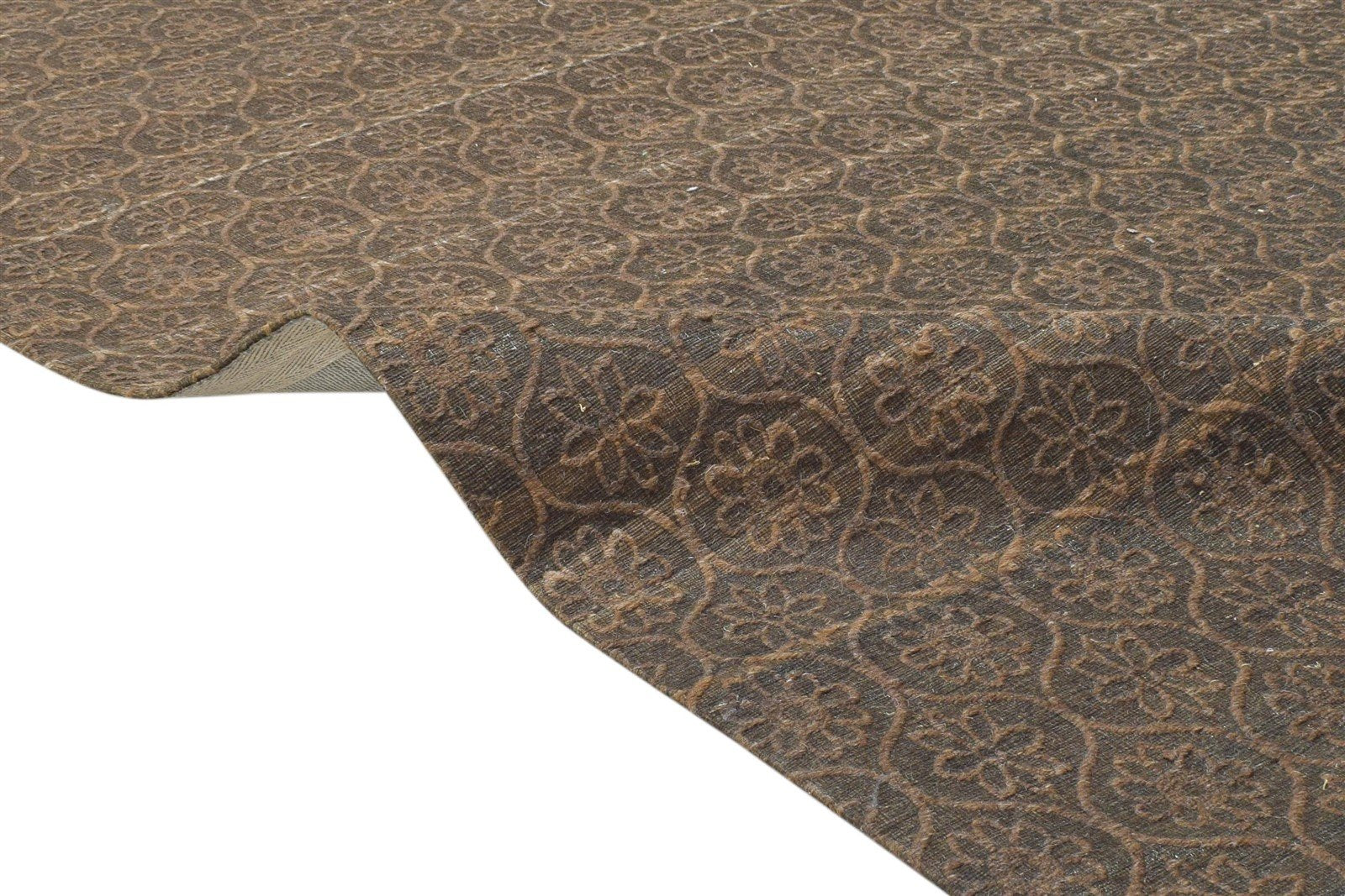 Wool Art Silk Chocolate Rug 5X7 Modern Jacquard Scandinavian Trellis Room Size Rug 7864177033365