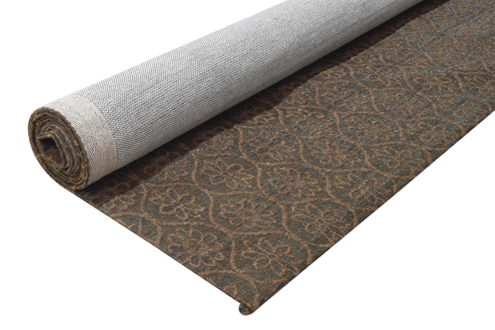 Wool Art Silk Chocolate Rug 5X7 Modern Jacquard Scandinavian Trellis Room Size Rug 7864177033365