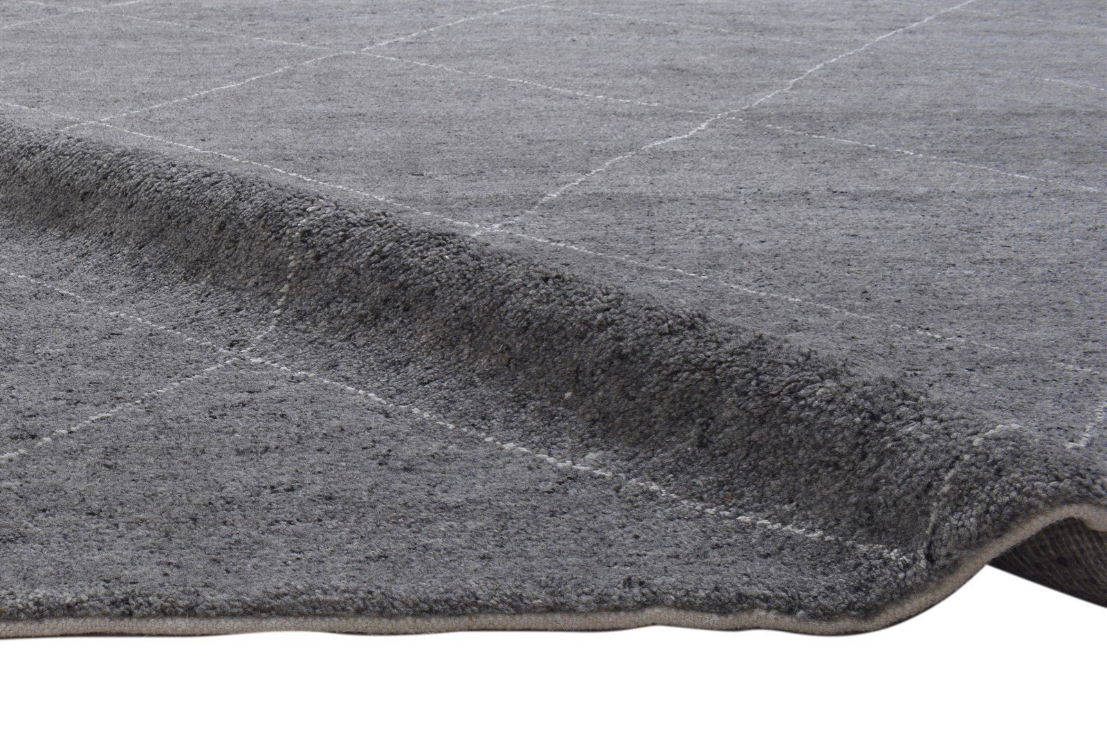 Wool / Art Silk Dark Grey Rug 10X14 Modern Hand Knotted Moroccan Diamond Extra Large 7864102486165