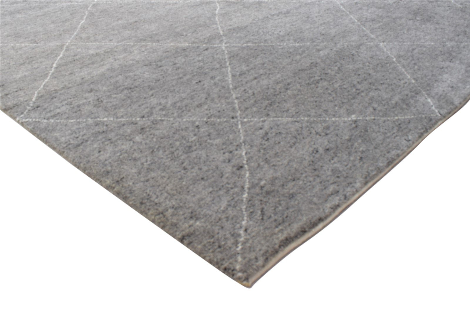 Wool / Art Silk Dark Grey Rug 10X14 Modern Hand Knotted Moroccan Diamond Extra Large 7864102486165