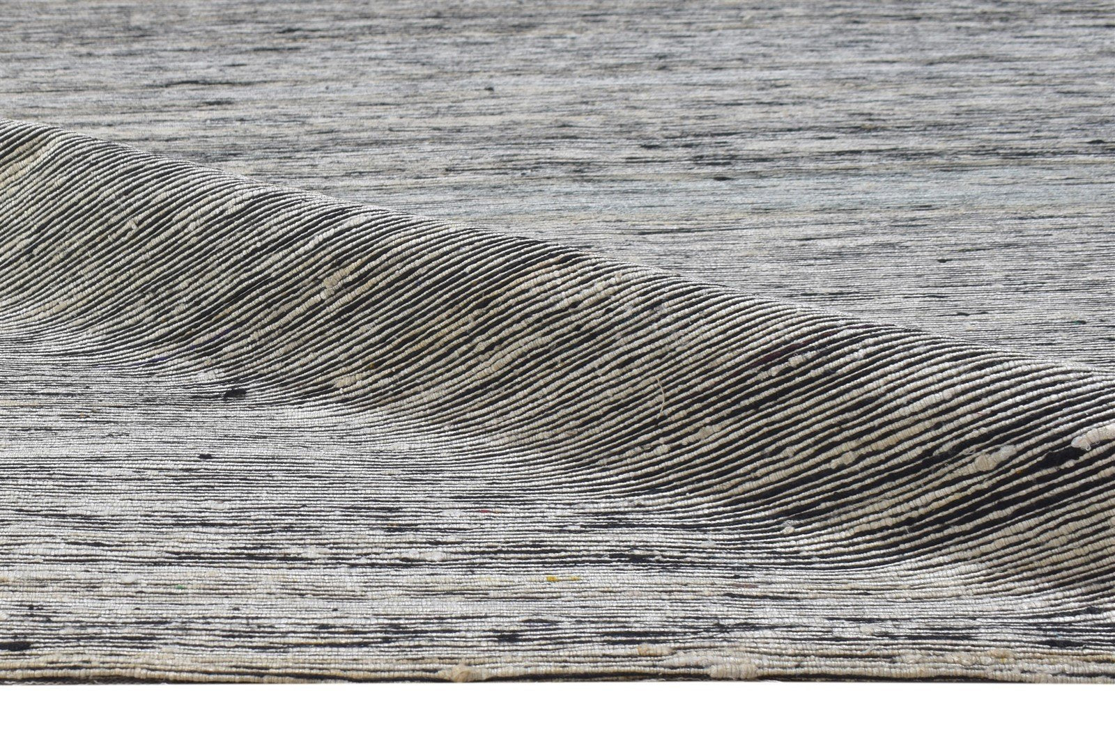 Wool / Art Silk Dark Grey Rug 5X7 Modern Jacquard Scandinavian Striped Room Size 7864179261589