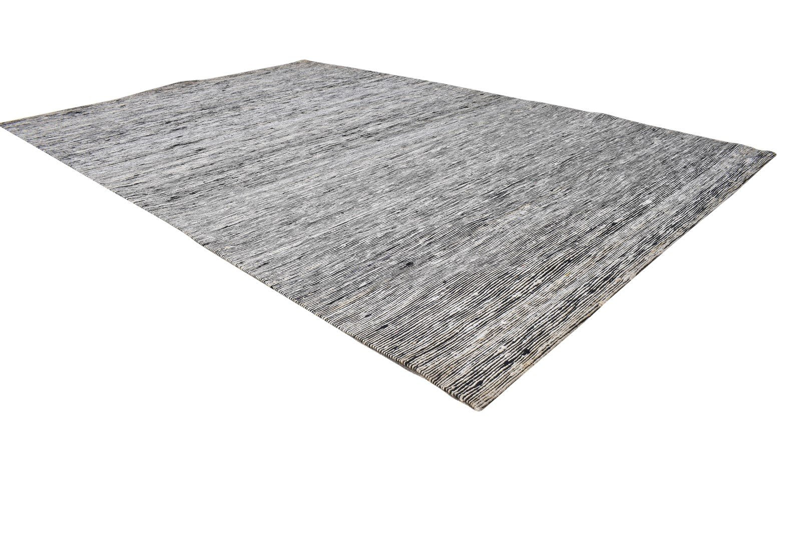 Wool / Art Silk Dark Grey Rug 5X7 Modern Jacquard Scandinavian Striped Room Size 7864179261589