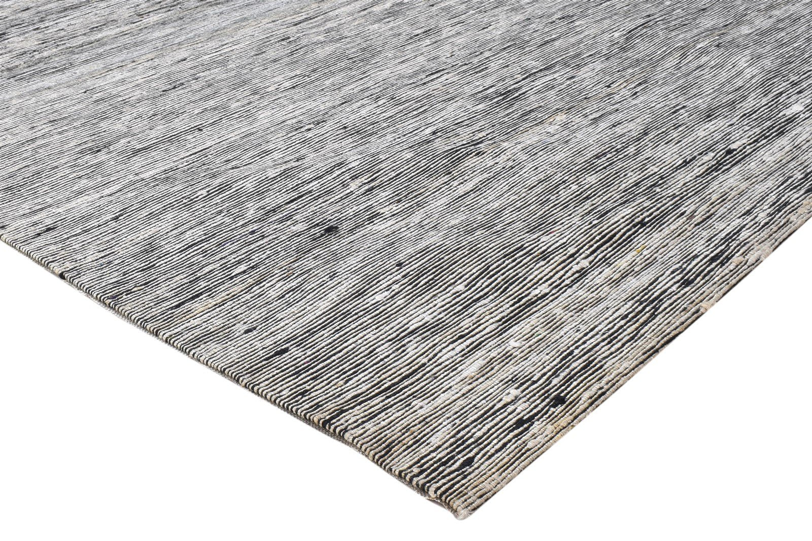 Wool / Art Silk Dark Grey Rug 5X7 Modern Jacquard Scandinavian Striped Room Size 7864179261589