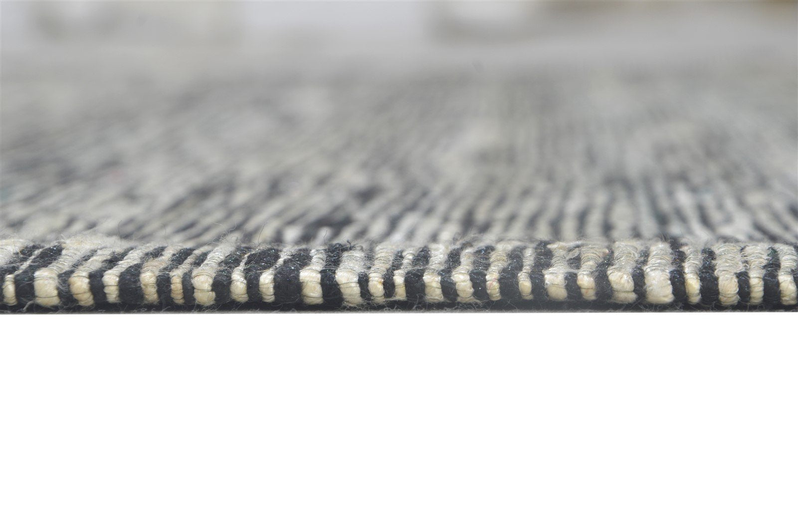 Wool / Art Silk Dark Grey Rug 5X7 Modern Jacquard Scandinavian Striped Room Size 7864179261589