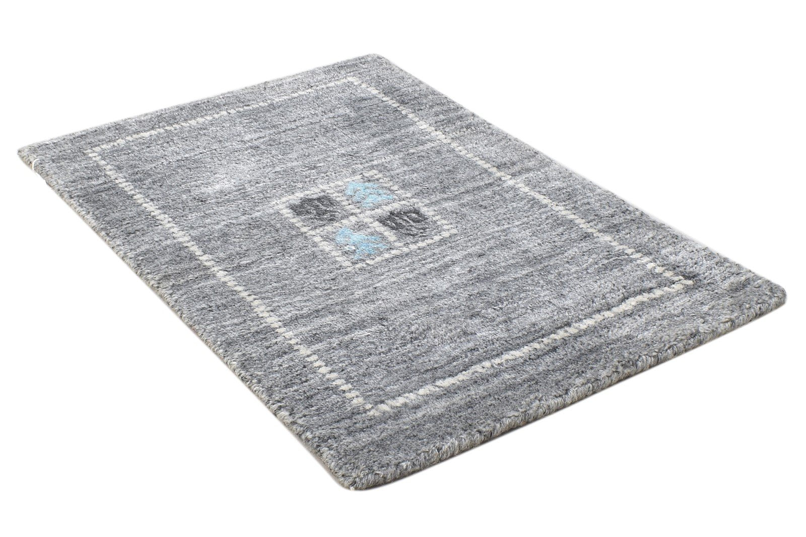 Wool Art Silk Grey Rug 1' X 2' Modern Handloom Gabbeh-indian Oriental Small Carpet 7864106614933