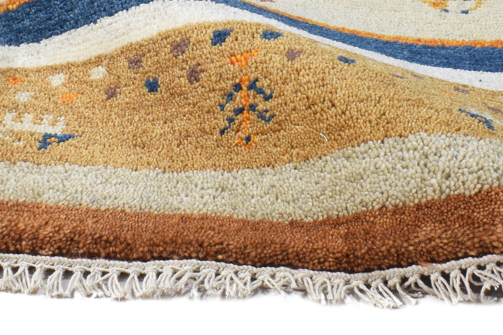 Wool Beige Rug 1' X 2' Southwestern Hand Knotted American Tribal Small Carpet 7865057738901