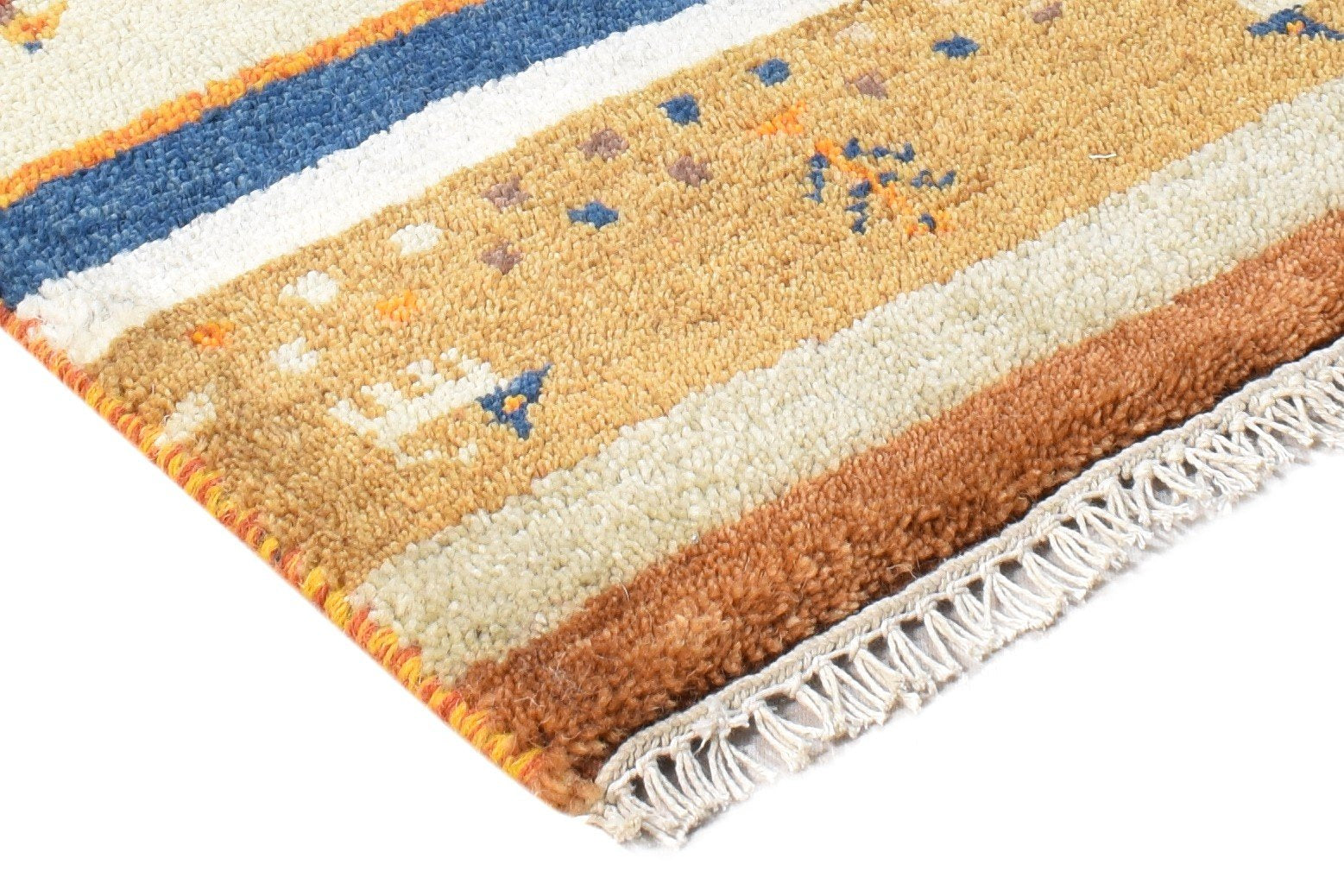 Wool Beige Rug 1' X 2' Southwestern Hand Knotted American Tribal Small Carpet 7865057738901