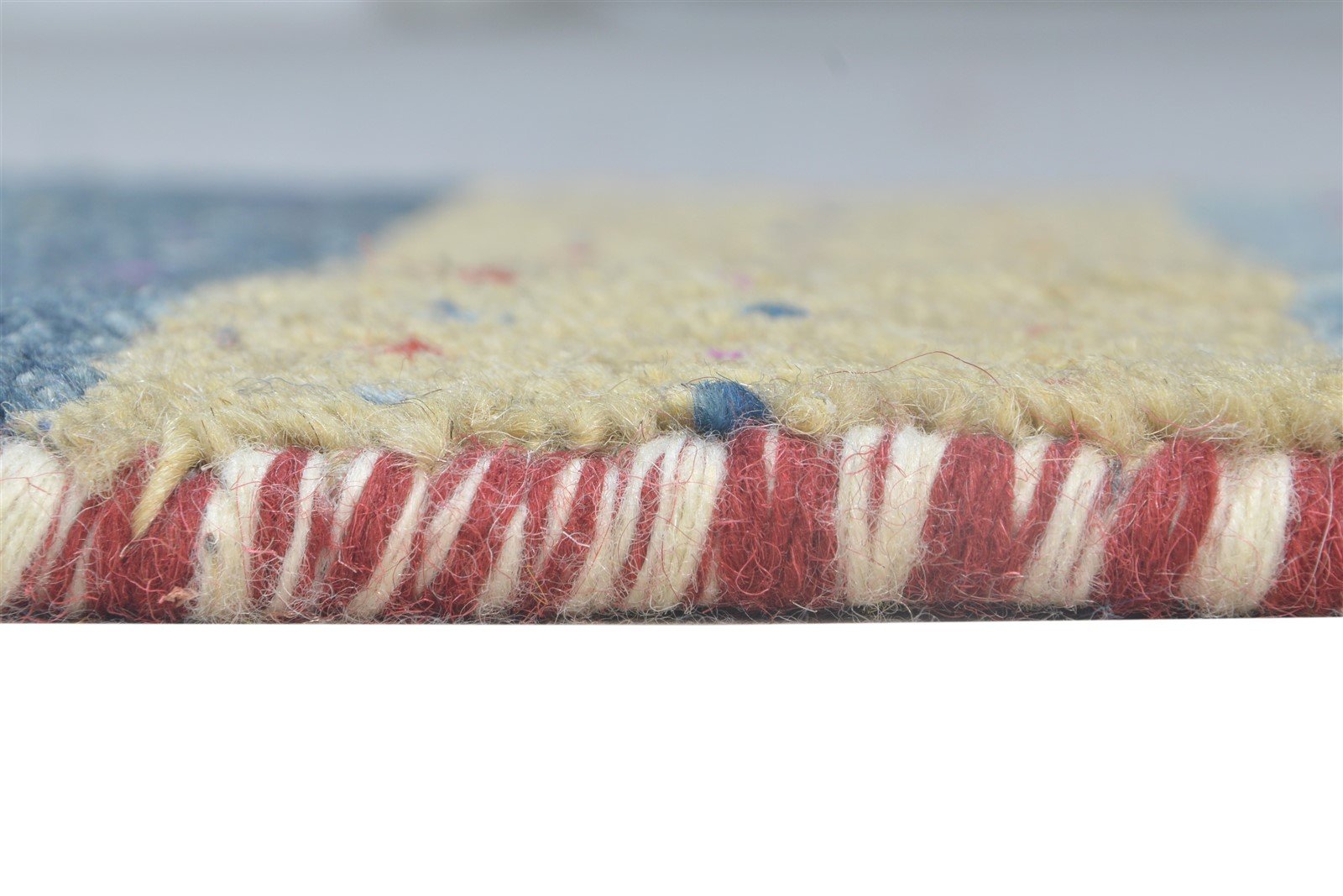 Wool Beige Rug 1' X 2' Southwestern Hand Knotted Gabbeh Striped Small Carpet 7865057902741