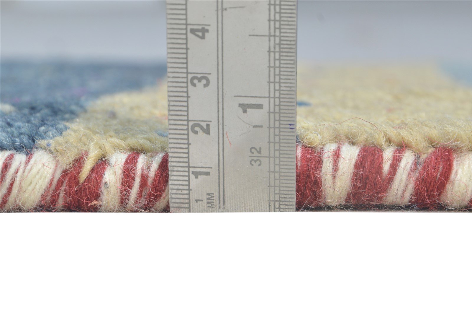 Wool Beige Rug 1' X 2' Southwestern Hand Knotted Gabbeh Striped Small Carpet 7865057902741