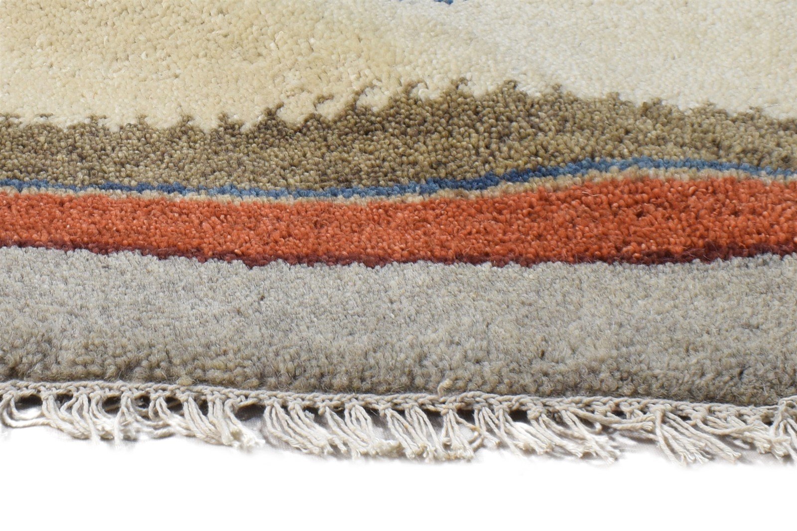 Wool Beige Rug 1' X 2' Southwestern Hand Knotted Gabbeh Tribal Small Carpet 7865096077461