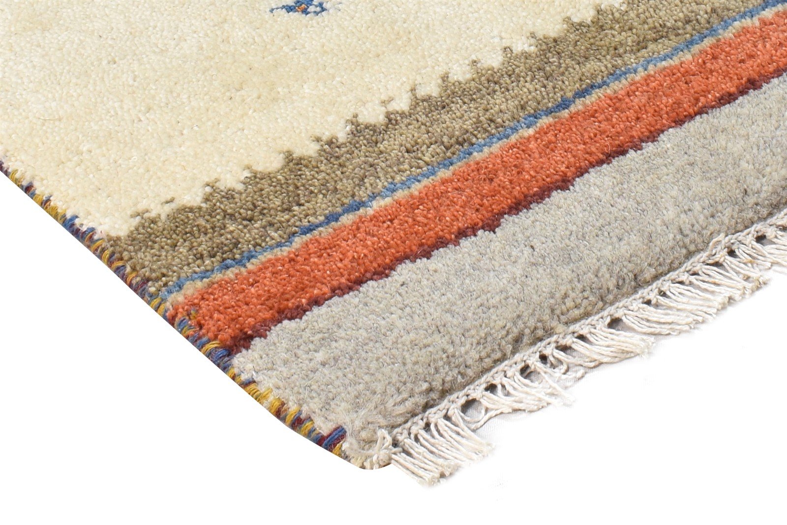 Wool Beige Rug 1' X 2' Southwestern Hand Knotted Gabbeh Tribal Small Carpet 7865096077461