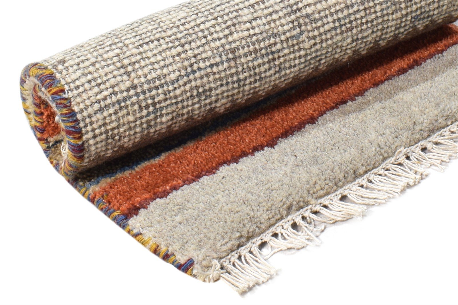 Wool Beige Rug 1' X 2' Southwestern Hand Knotted Gabbeh Tribal Small Carpet 7865096077461