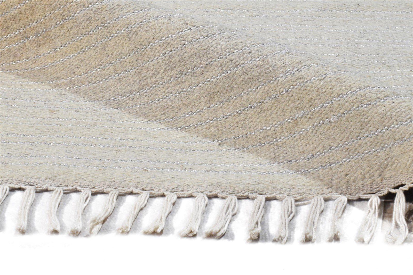 Wool Beige Rug 2'6 X 4' Modern Dhurrie Scandinavian Solid Small Carpet 7864669831317