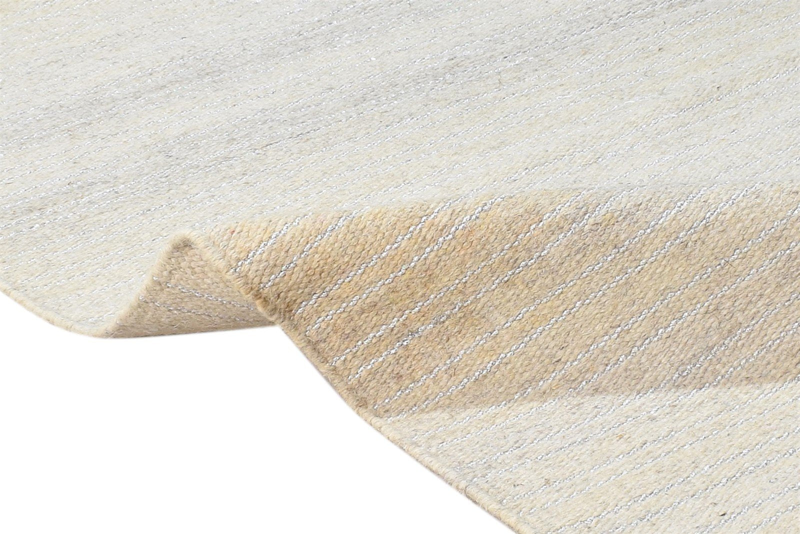 Wool Beige Rug 2'6 X 4' Modern Dhurrie Scandinavian Solid Small Carpet 7864669831317