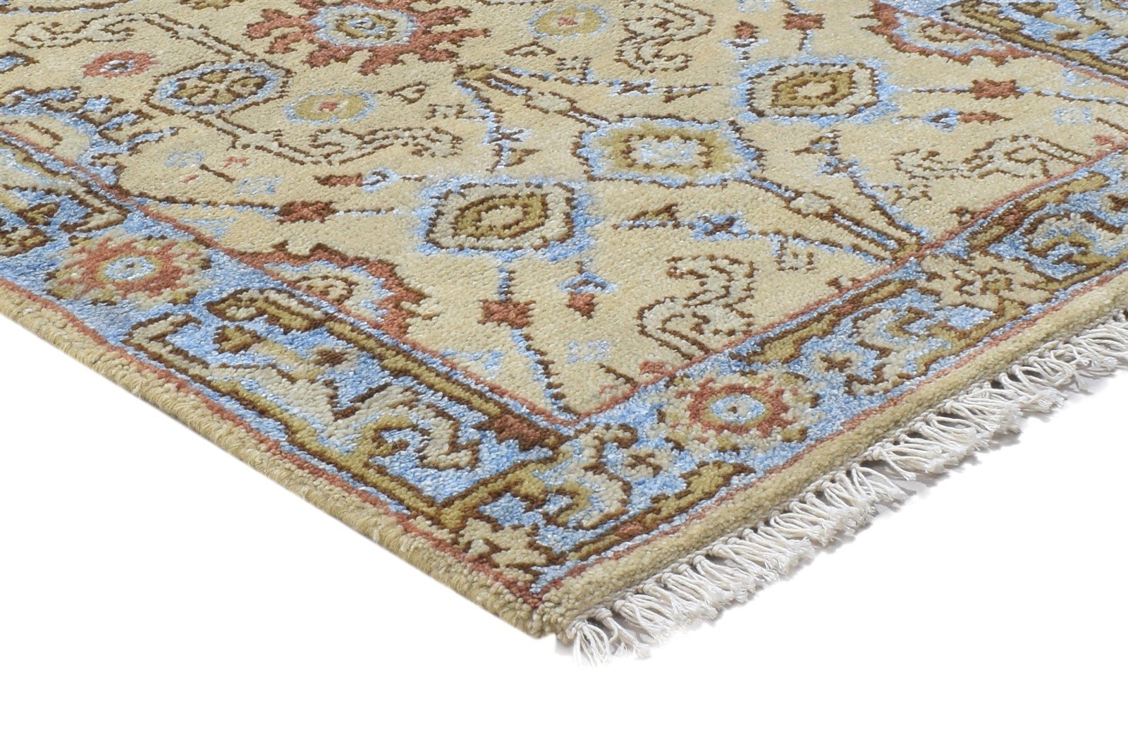 Wool Beige Rug 2'6 X 8' Persian Hand Knotted Oushak Oriental Small Runner 7864830689429