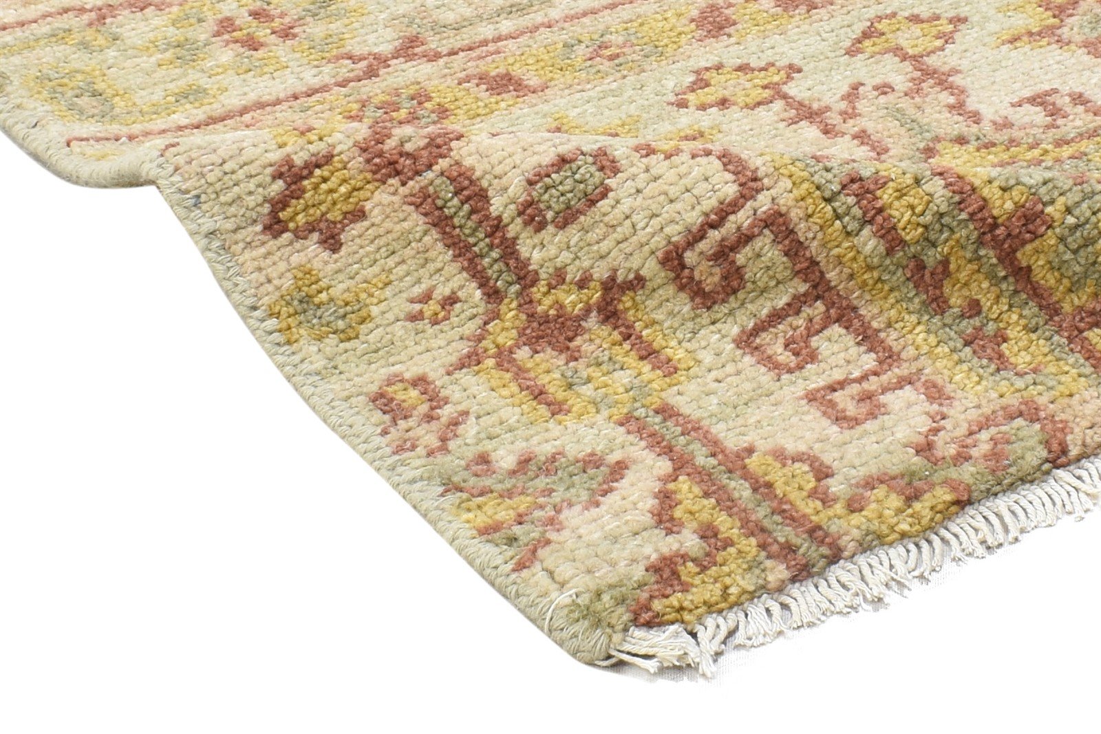 Wool Beige Rug 2' X 2' Modern Hand Knotted Oushak Oriental Small Carpet 7864120869013