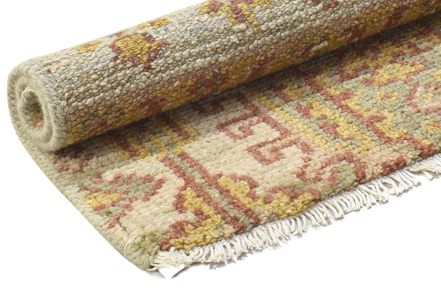 Wool Beige Rug 2' X 2' Modern Hand Knotted Oushak Oriental Small Carpet 7864120869013