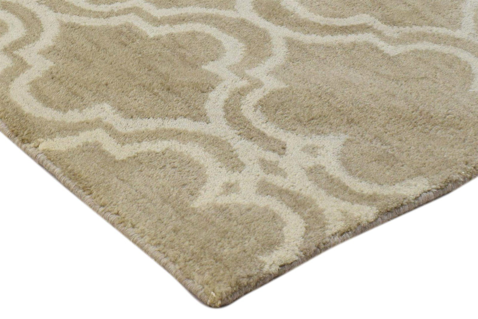 Wool Beige Rug 2' X 2' Modern Hand Tufted Moroccan Trellis 2'2"X2'2" Carpet 7860696875157