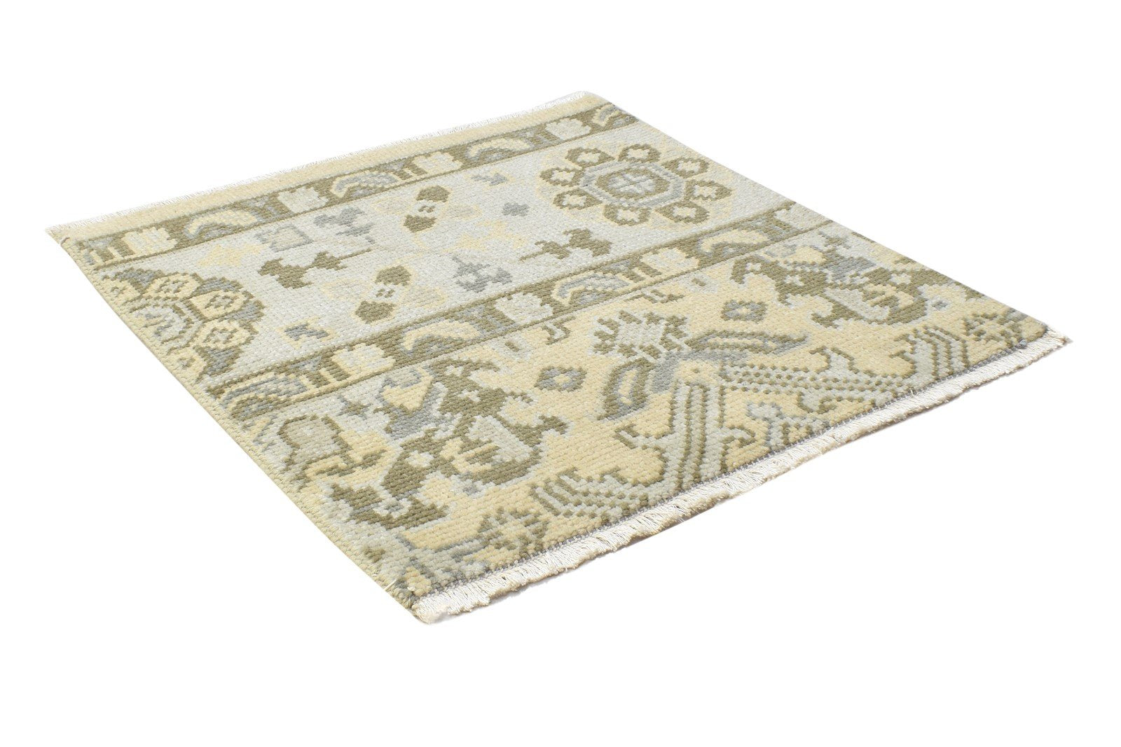 Wool Beige Rug 2' X 2' Persian Hand Knotted Kazak Oriental Small Carpet 7864121262229