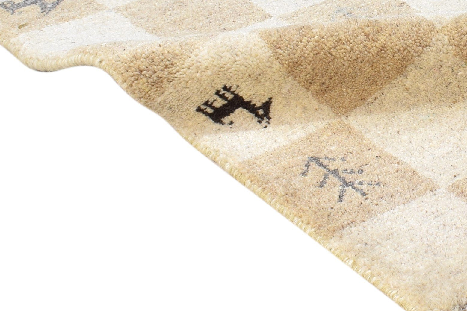 Wool Beige Rug 2' X 2' Southwestern Hand Knotted Gabbeh Tribal Small Carpet 7865103188117