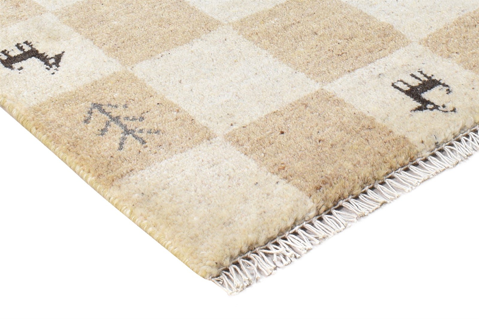 Wool Beige Rug 2' X 2' Southwestern Hand Knotted Gabbeh Tribal Small Carpet 7865103188117