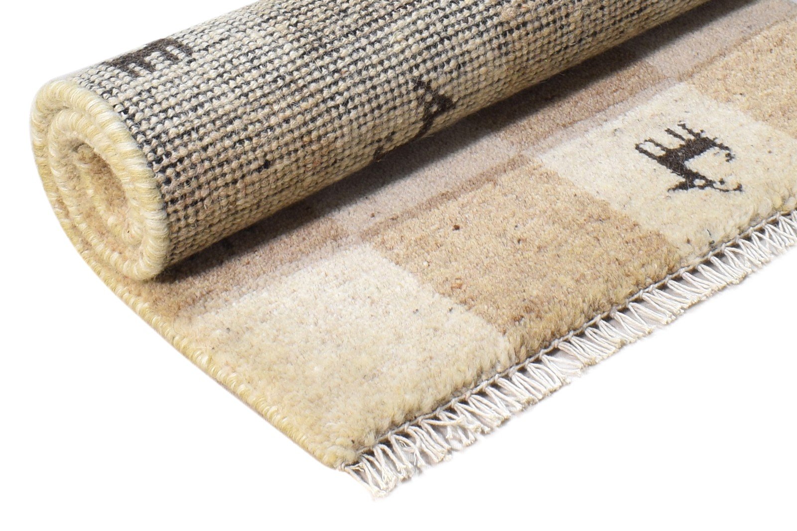 Wool Beige Rug 2' X 2' Southwestern Hand Knotted Gabbeh Tribal Small Carpet 7865103188117