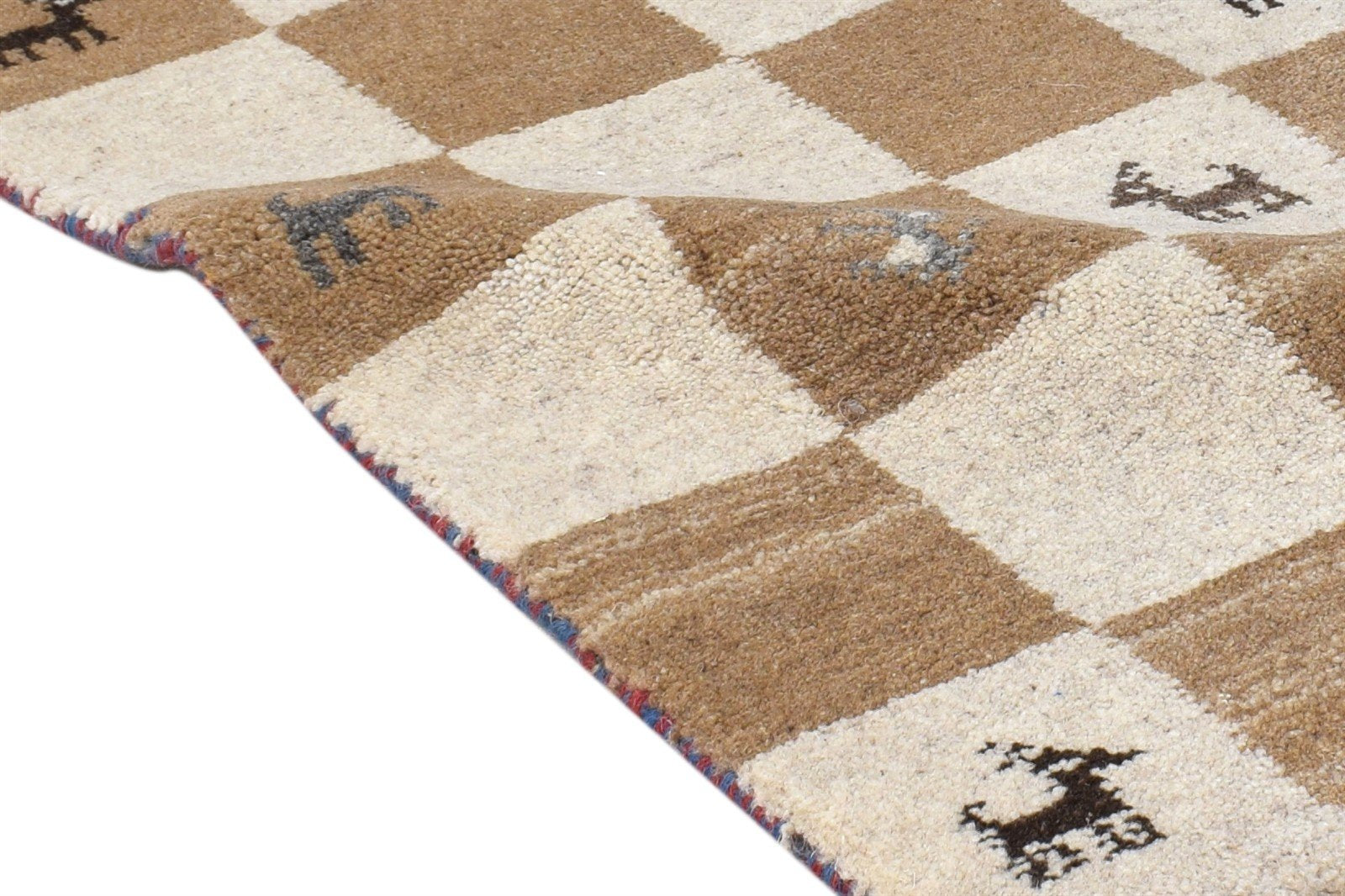 Wool Beige Rug 2' X 2' Southwestern Hand Knotted Gabbeh Tribal Small Carpet 7865100566677