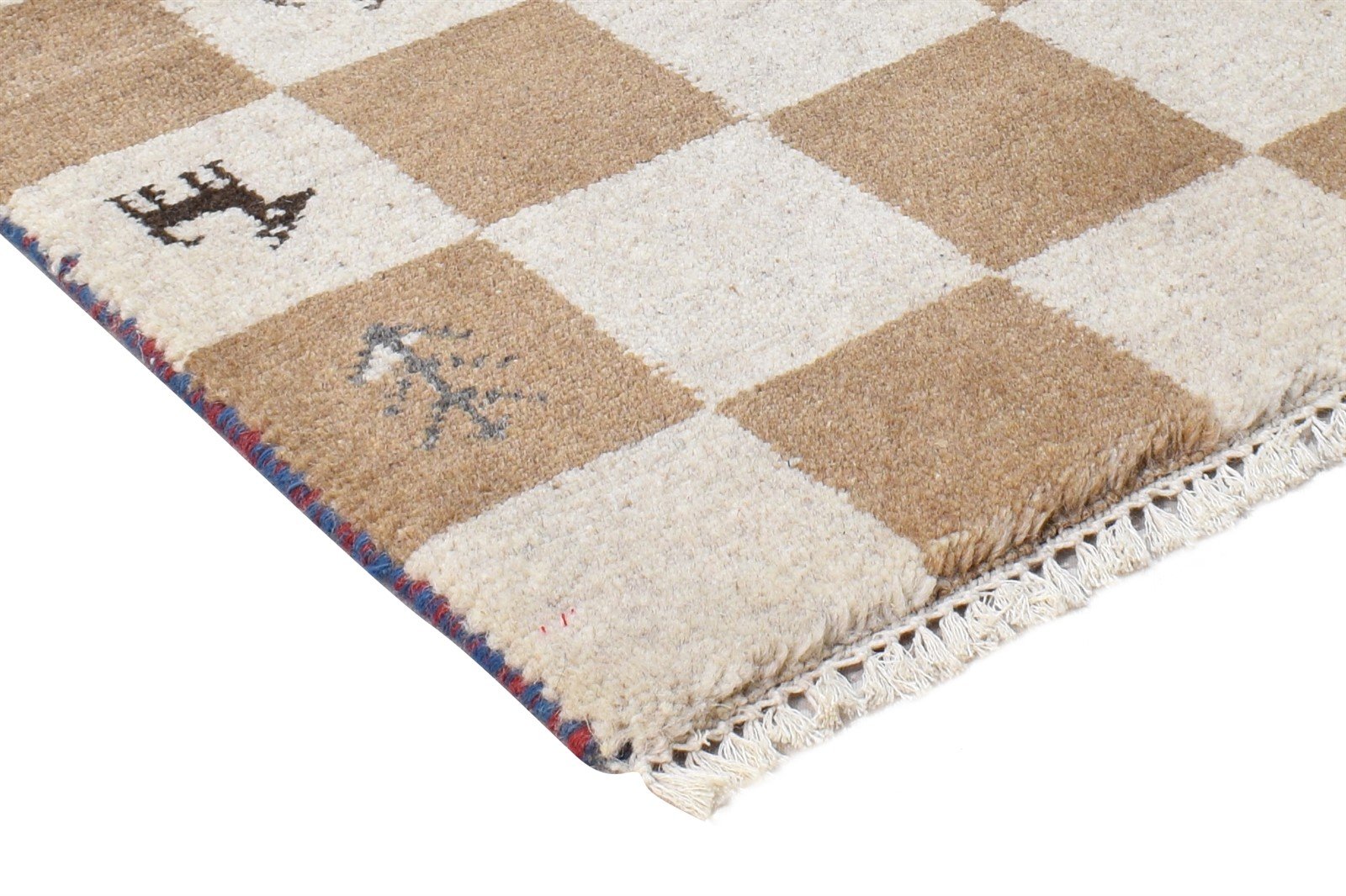 Wool Beige Rug 2' X 2' Southwestern Hand Knotted Gabbeh Tribal Small Carpet 7865100566677