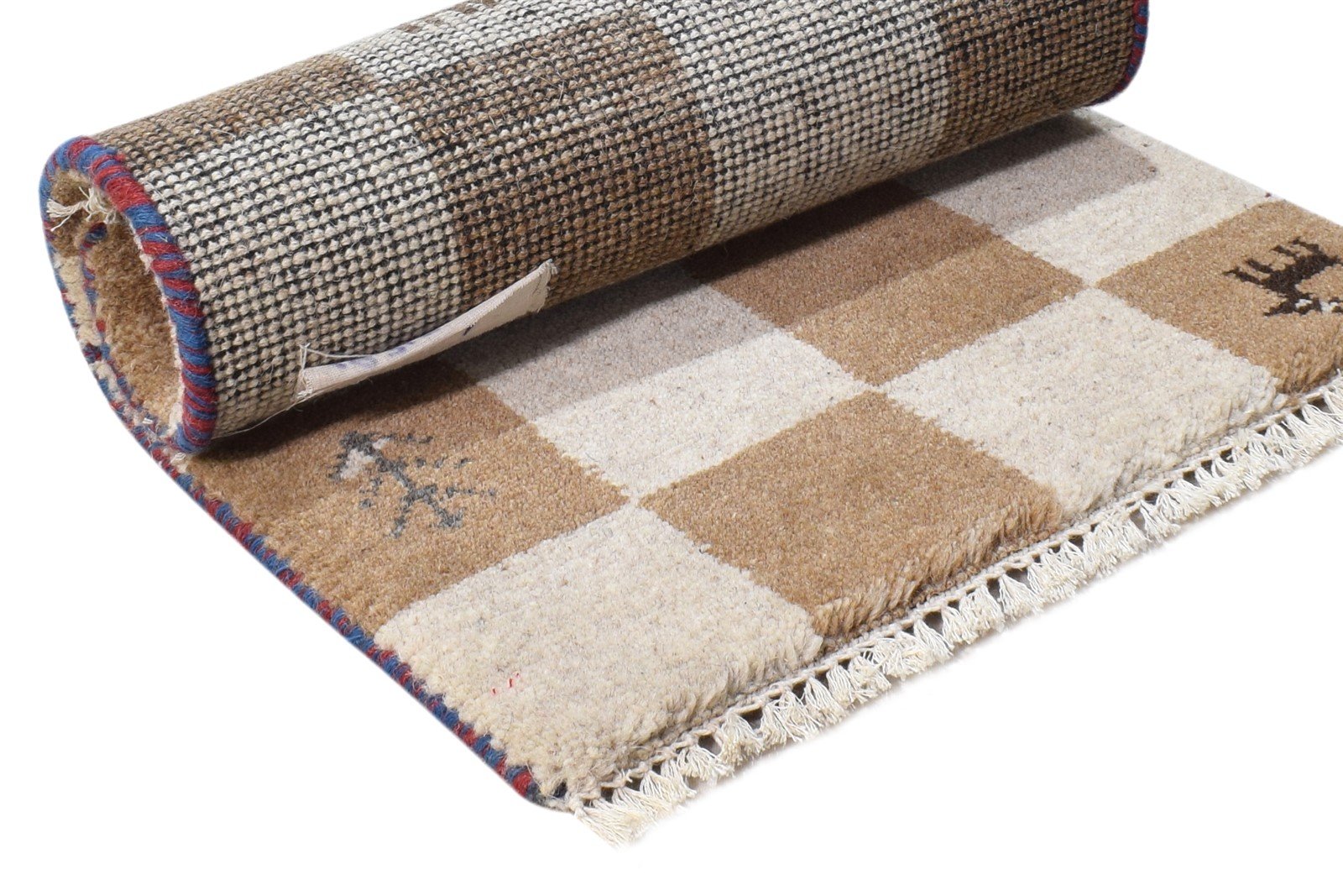 Wool Beige Rug 2' X 2' Southwestern Hand Knotted Gabbeh Tribal Small Carpet 7865100566677