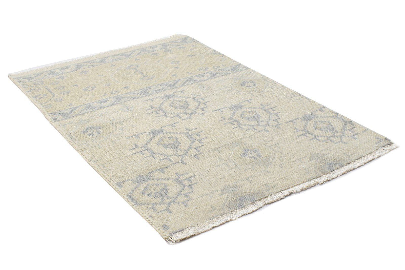 Wool Beige Rug 2' X 3' Persian Hand Knotted Bokhara Oriental Small Carpet 7864122474645