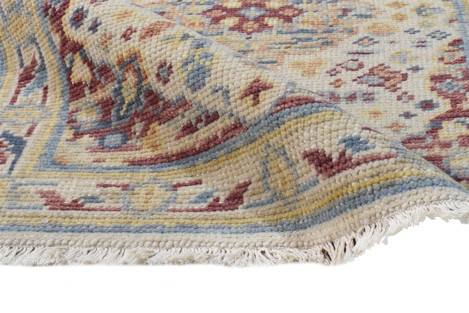 Wool Beige Rug 2' X 3' Persian Hand Knotted Heriz-Indian Medallion Small Carpet 7865143918741
