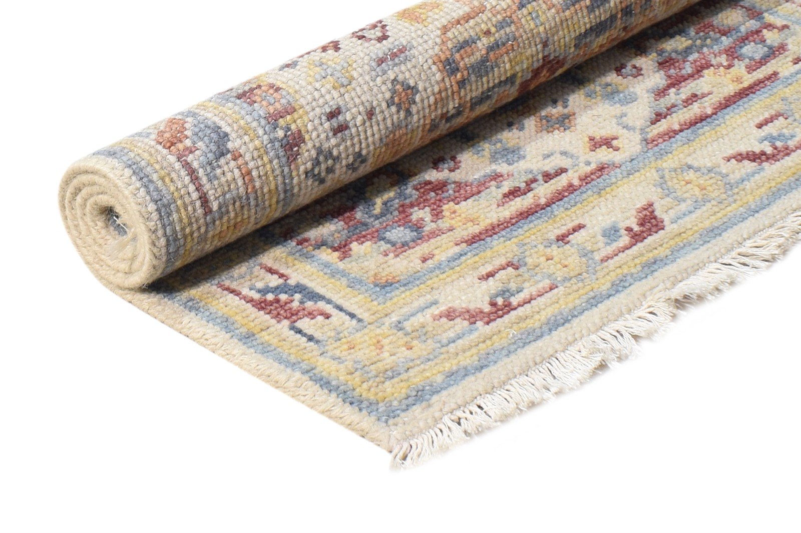 Wool Beige Rug 2' X 3' Persian Hand Knotted Heriz-Indian Medallion Small Carpet 7865143918741