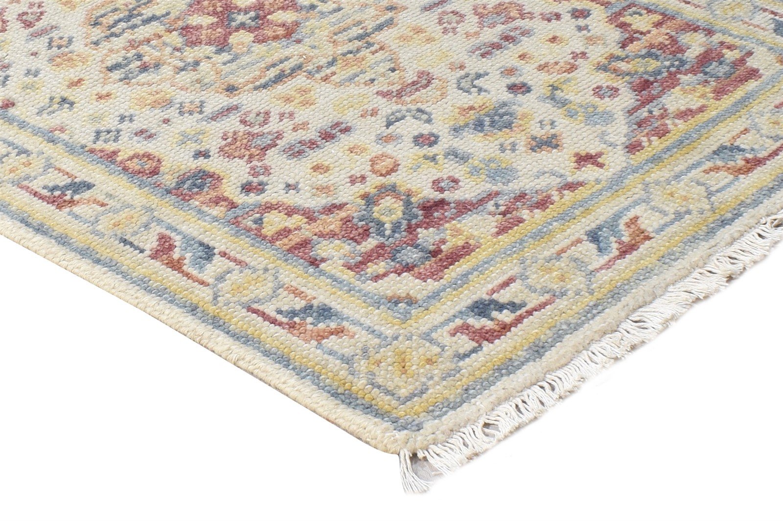 Wool Beige Rug 2' X 3' Persian Hand Knotted Heriz-Indian Medallion Small Carpet 7865144049813