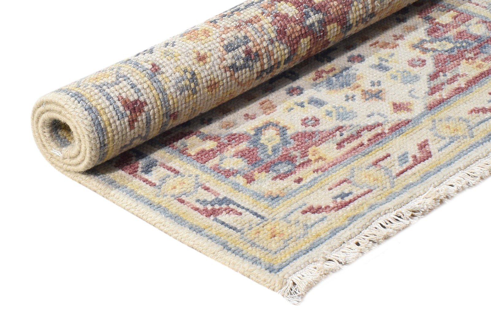 Wool Beige Rug 2' X 3' Persian Hand Knotted Heriz-Indian Medallion Small Carpet 7865144049813