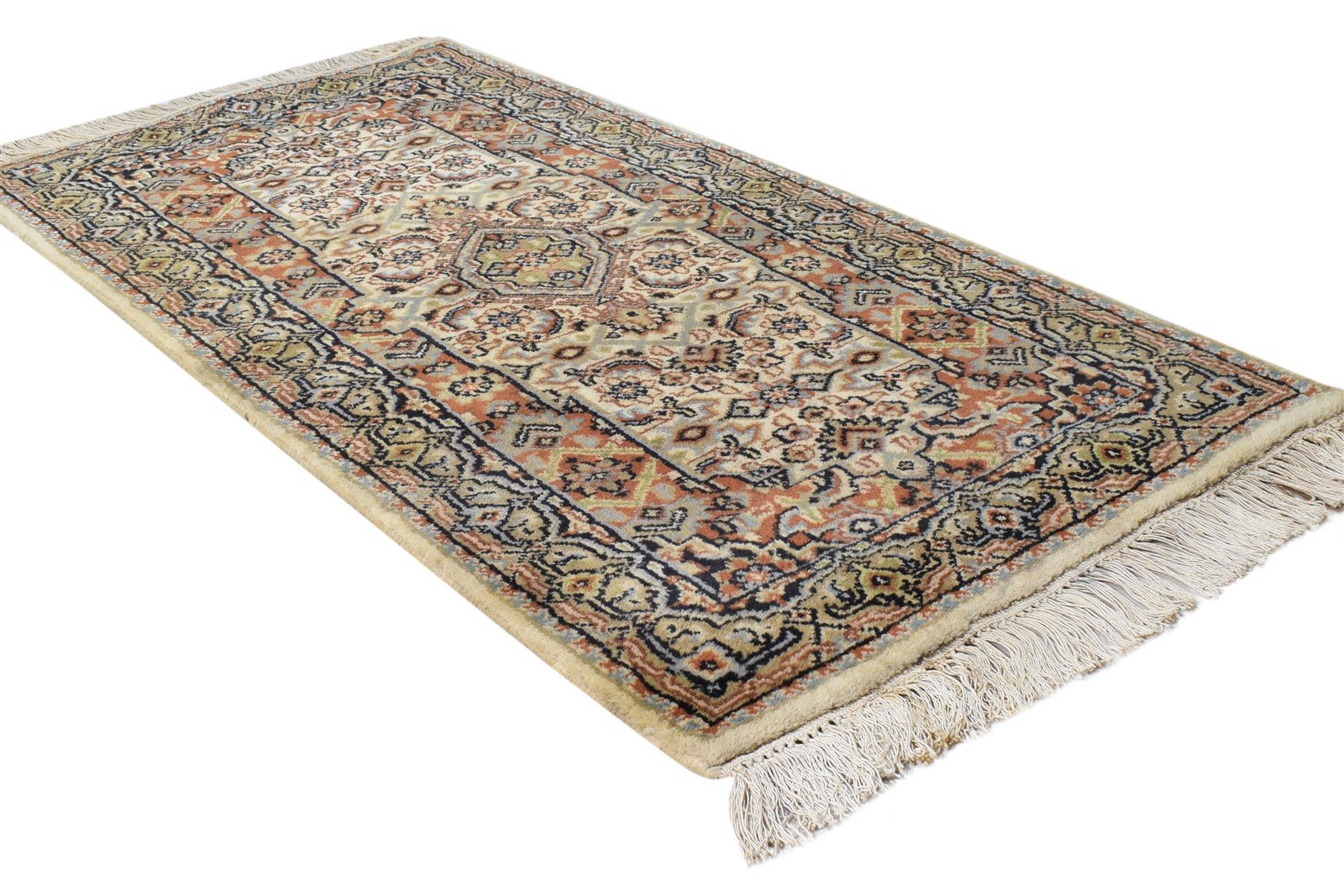 Wool Beige Rug 2' X 4' Persian Hand Knotted Serapi Oriental Small Carpet 7864674517141