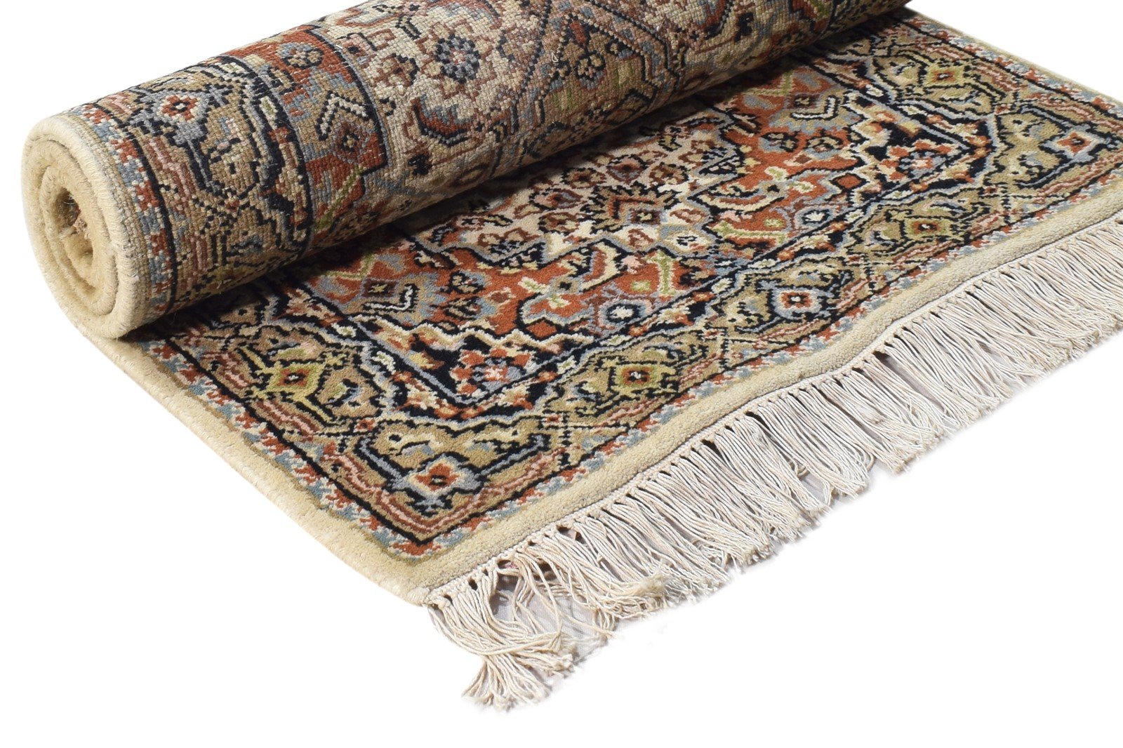 Wool Beige Rug 2' X 4' Persian Hand Knotted Serapi Oriental Small Carpet 7864674517141
