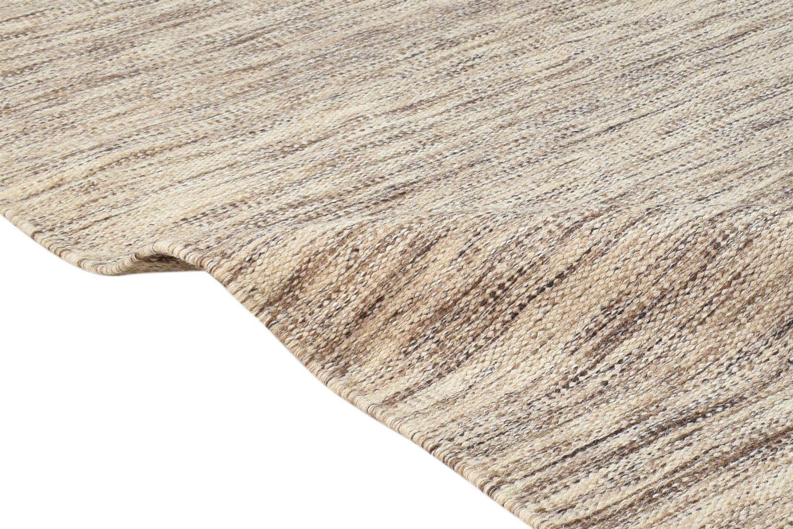 Wool Beige Rug 3' X 5' Modern Dhurrie Scandinavian Solid Small Carpet 7865169838229