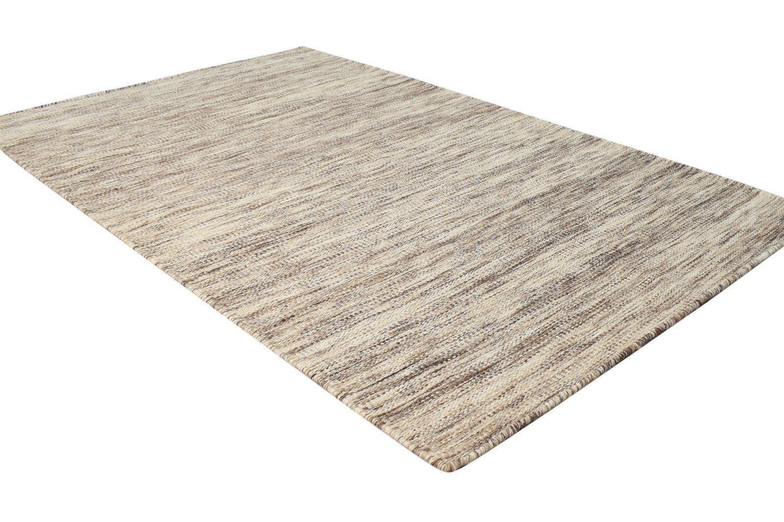 Wool Beige Rug 3' X 5' Modern Dhurrie Scandinavian Solid Small Carpet 7865169838229