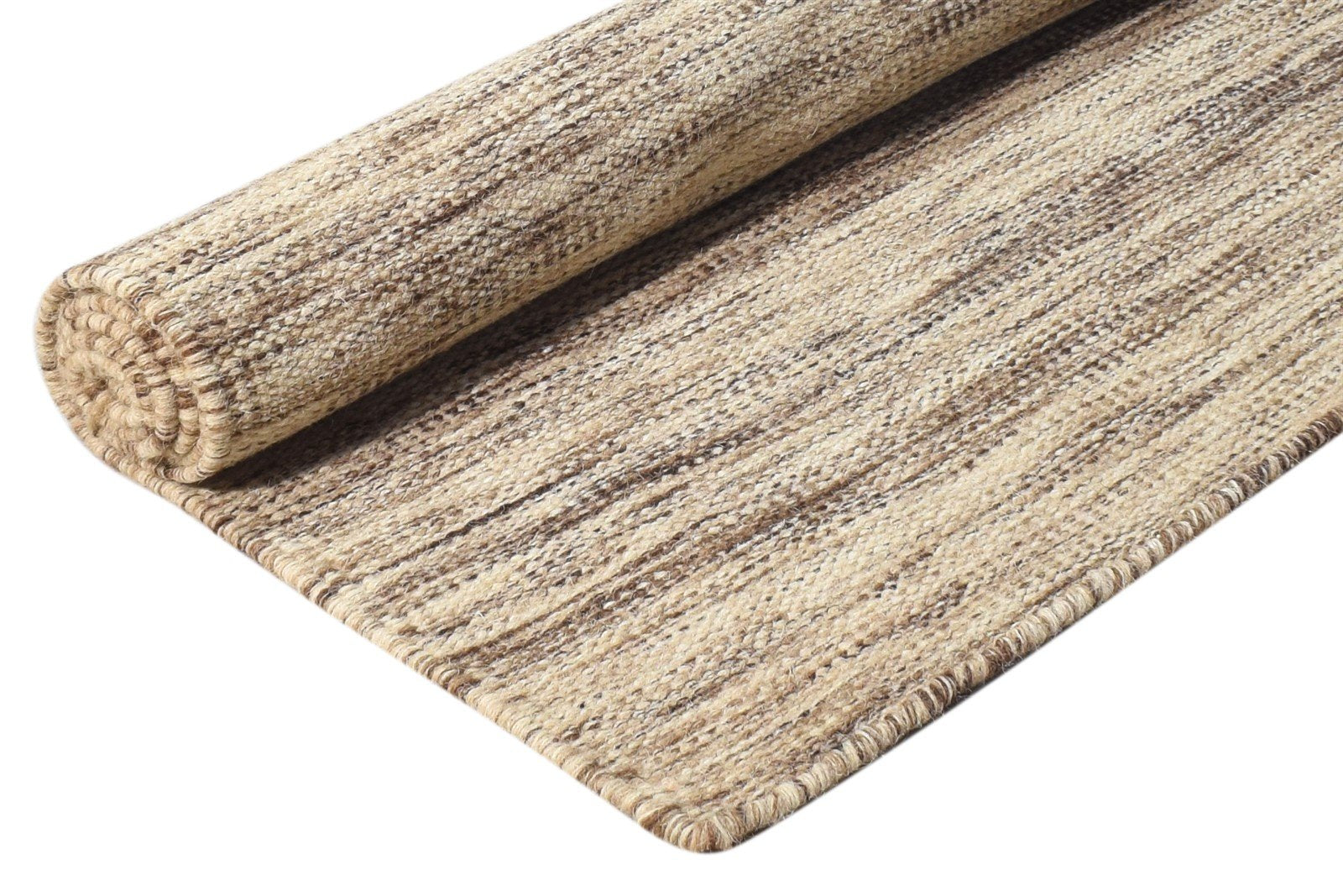 Wool Beige Rug 3' X 5' Modern Dhurrie Scandinavian Solid Small Carpet 7865169838229