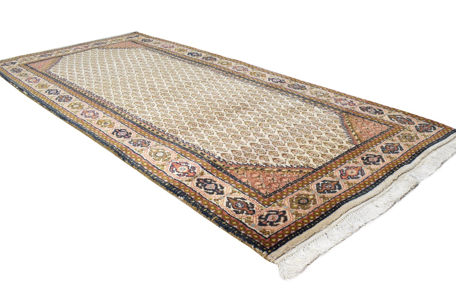 Wool Beige Rug 3' X 6' Persian Hand Knotted Mir Oriental Small Carpet 7864956190869