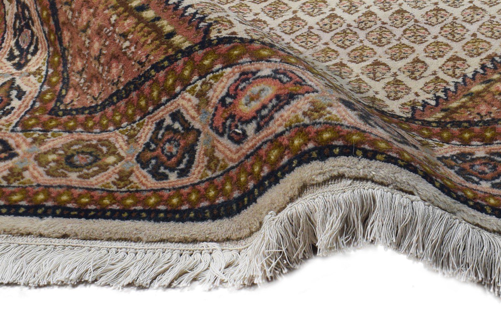 Wool Beige Rug 3' X 6' Persian Hand Knotted Mir Oriental Small Carpet 7864956190869