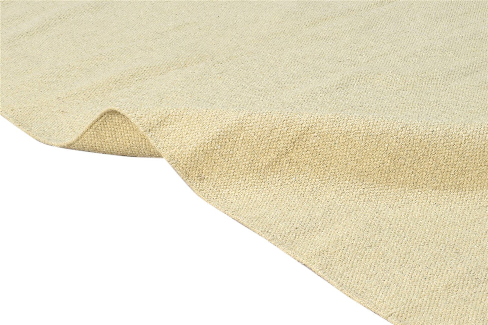 Wool Beige Rug 3' X 8' Modern Dhurrie Scandinavian Solid Small Runner 7865198575765