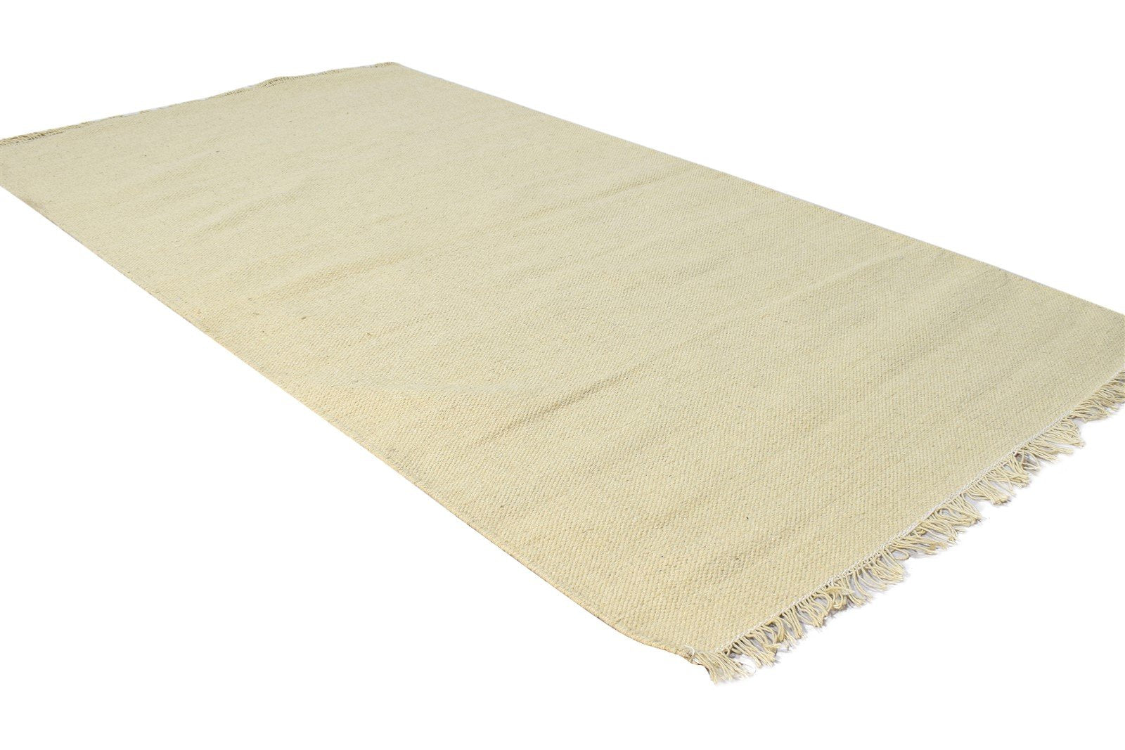 Wool Beige Rug 3' X 8' Modern Dhurrie Scandinavian Solid Small Runner 7865198575765