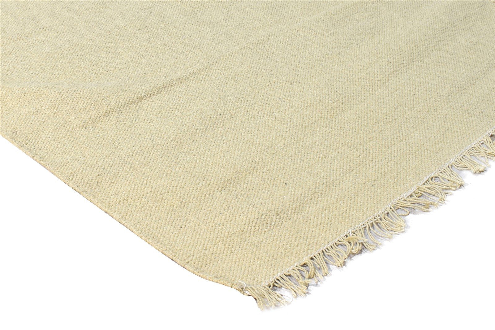 Wool Beige Rug 3' X 8' Modern Dhurrie Scandinavian Solid Small Runner 7865198575765
