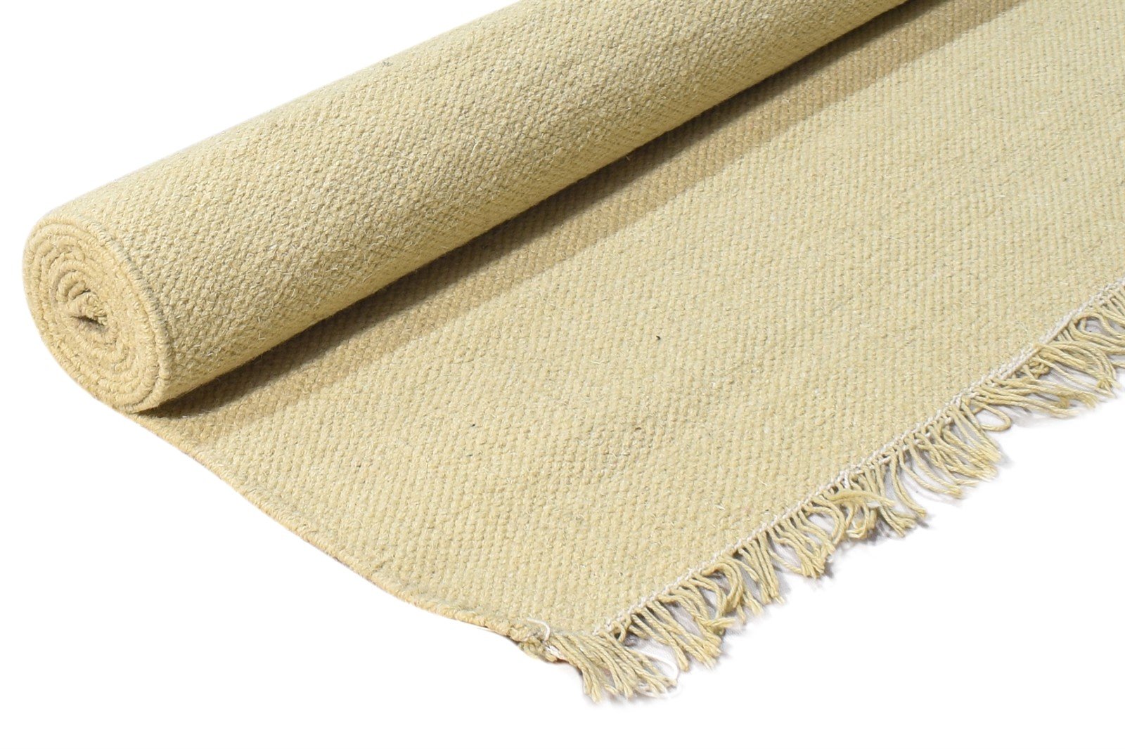 Wool Beige Rug 3' X 8' Modern Dhurrie Scandinavian Solid Small Runner 7865198575765