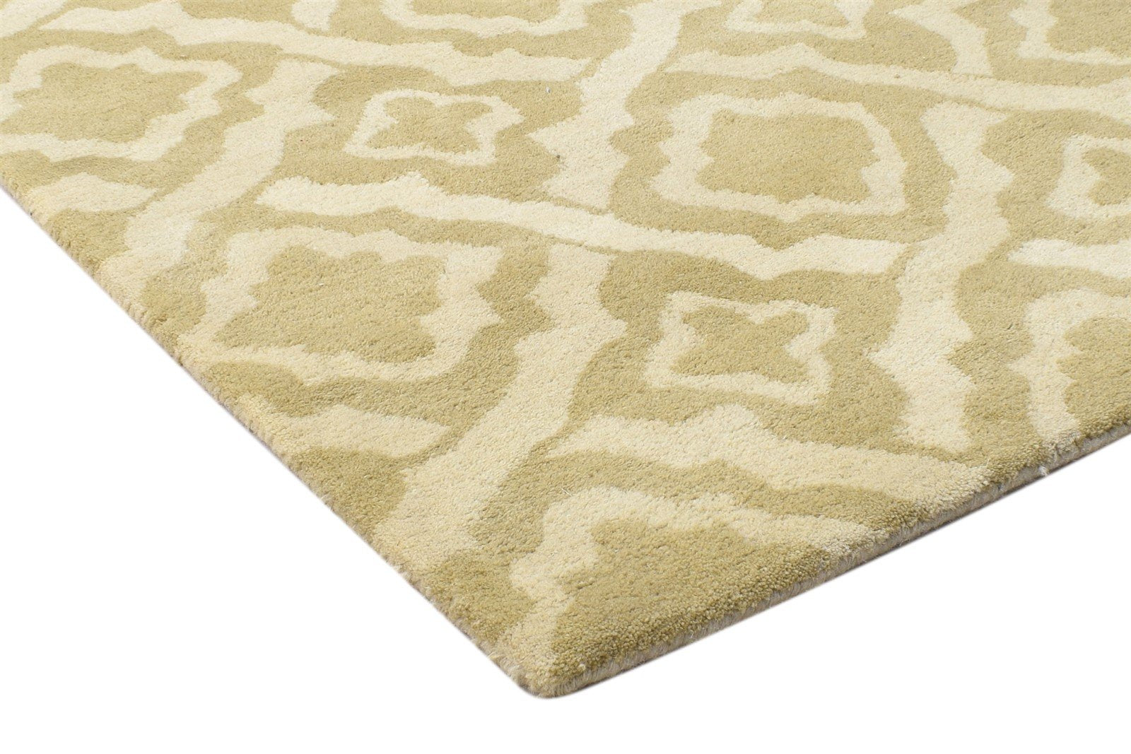 Wool Beige Rug 3' X 9' Modern Hand Tufted Scandinavian Trellis Small Runner 7864123293845
