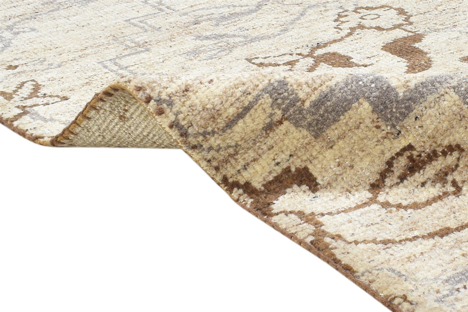 Wool Beige Rug 4' X 6' Modern Hand Knotted French Floral Room Size Carpet 7864888557717