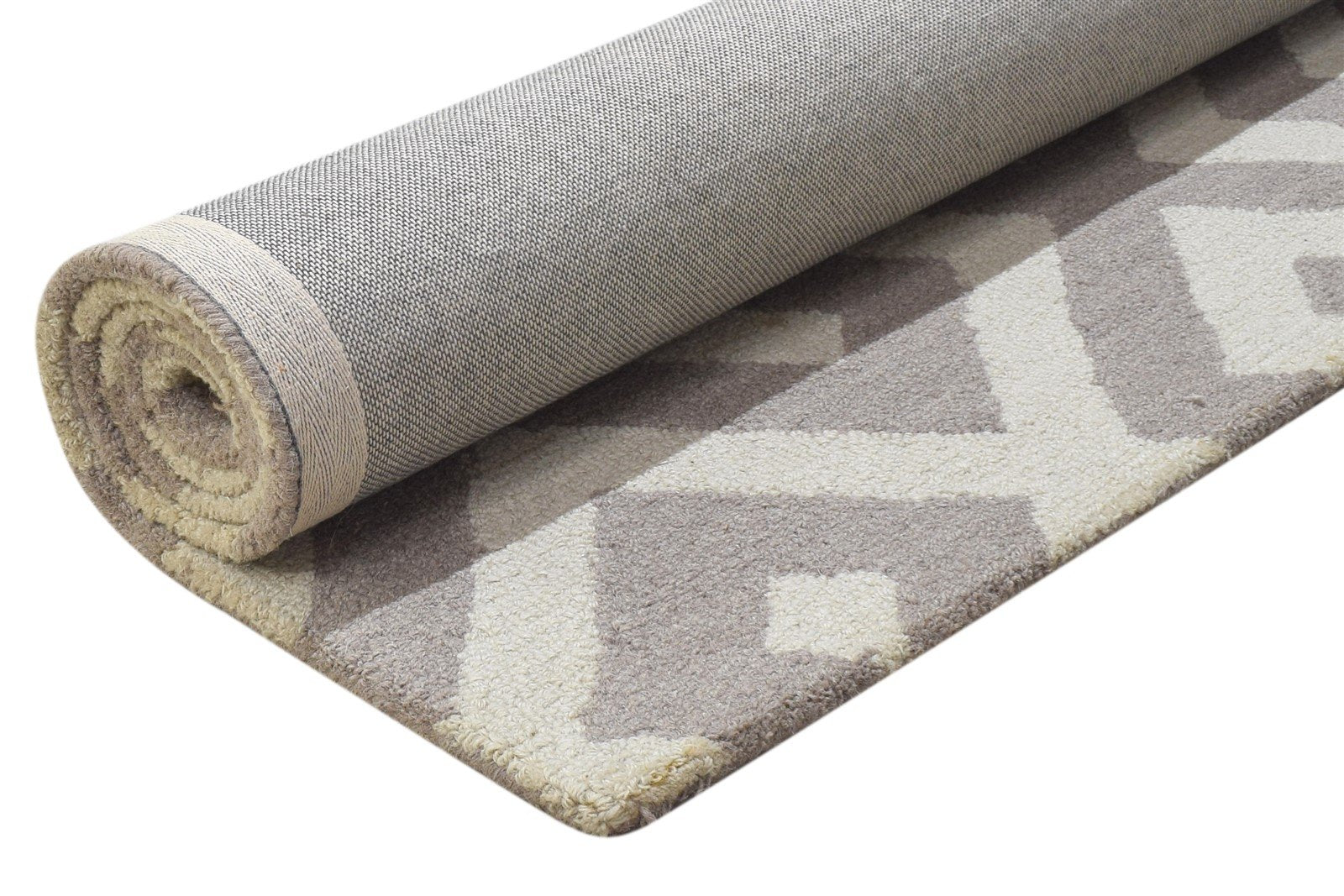 Wool Beige Rug 4X6 Modern Hand Tufted Scandinavian Geometric Room Size Carpet 7864308760725